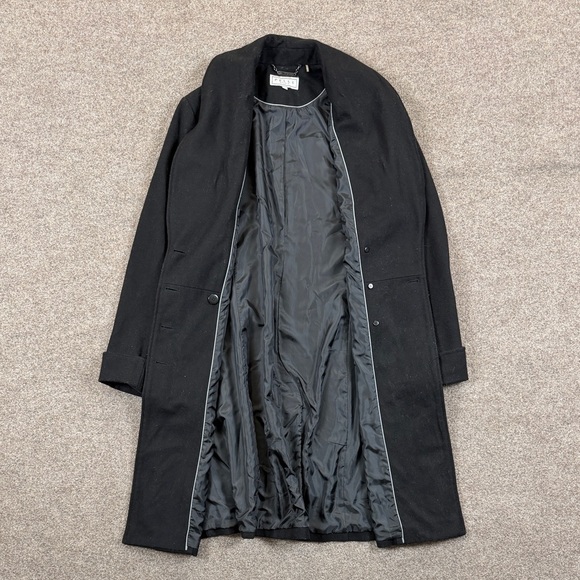 Vintage Black Wool Blend Double Breasted Long Overcoat Women’s 16 Shawl Collar - Picture 3 of 10